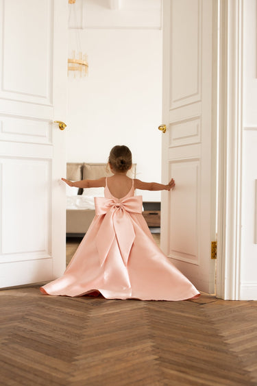 Majestic Mikado Flower Girl Dress with Bow | Aylu Bebe - Flower Girl Dress - Aylu Bebe