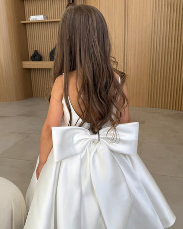 Majestic Mikado Knee-Length Ivory Flower Girl Dress