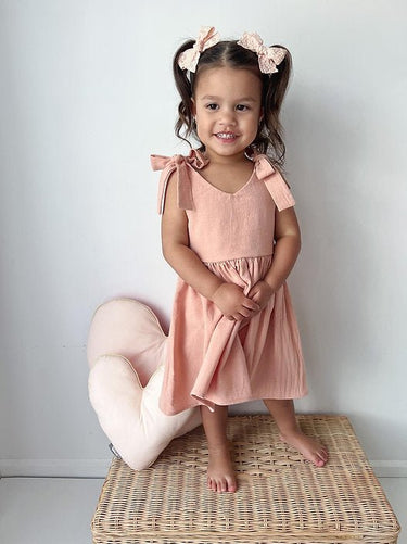 Mira Dress - Peach - Flower Girl Dress - Aylu Bebe