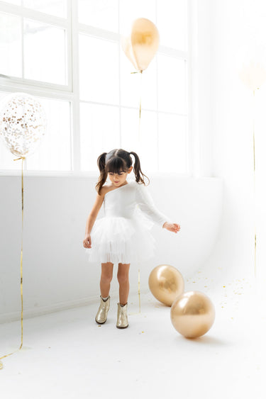 Off shoulder Tutu - White - Flower Girl Dress - Aylu Bebe