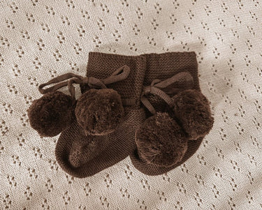 Organic Cotton Pom Pom Booties - Flower Girl Dress - Aylu Bebe