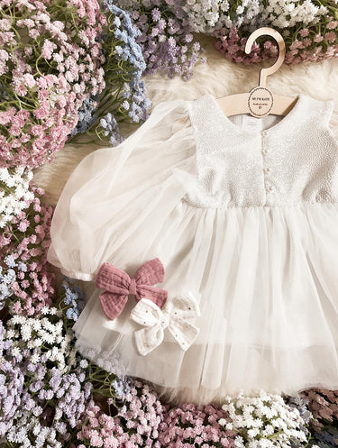 Paris Dress (Handmade) - White - Flower Girl Dress - Aylu Bebe