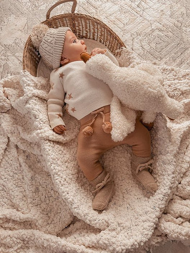 Pom Pom Knit Pants - Beige - Flower Girl Dress - Aylu Bebe