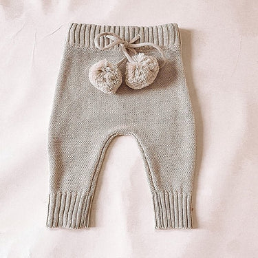 Pom Pom Knit Pants - Cream - Flower Girl Dress - Aylu Bebe