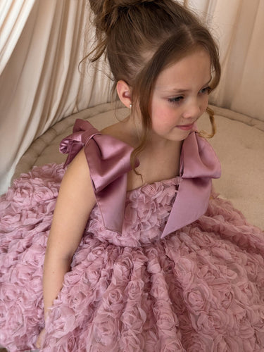 Rosette Pink Flower Girl Dress - Handmade in Europe | Aylu Bebe - Flower Girl Dress - Aylu Bebe