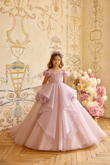 The Royalty Gown - Pink Flower Girl Dress AB3812 | Luxury Kids Couture by Aylu Bebe - Flower Girl Dress - Aylu Bebe