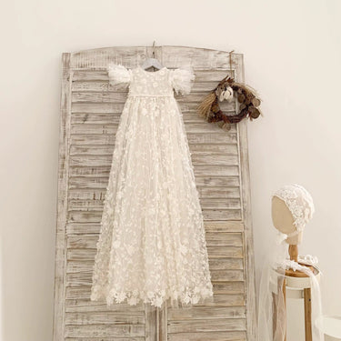 Valencia Bloom Christening Gown for Girls (Baptism Outfit) – Made to Order (AB011) - Flower Girl Dress - Aylu Bebe